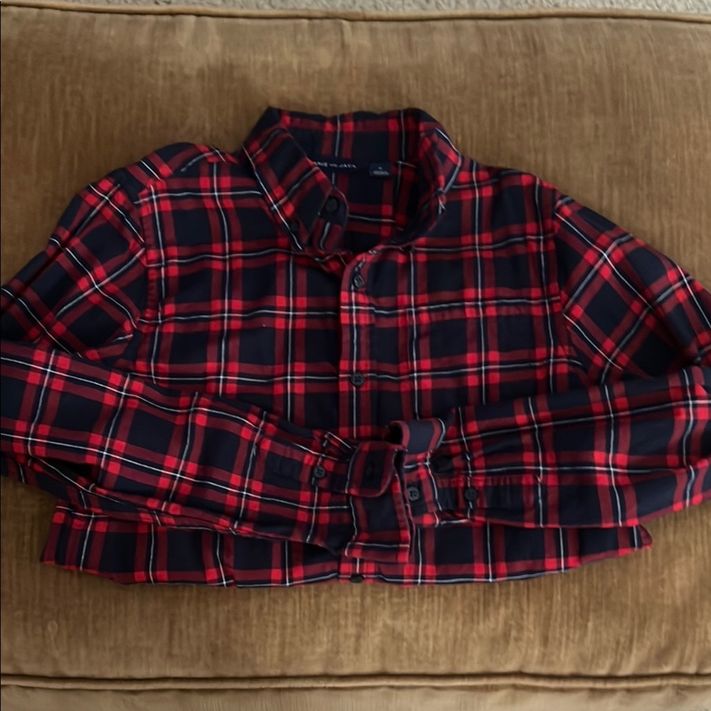 Janie and Jack Red and Blue Button Down Shirt